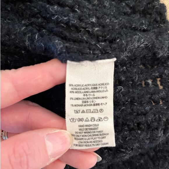 Free People Engineer Striped Cowl Neck Sweater Size S Wool Linen Mohair Boho - Picture 5 of 7